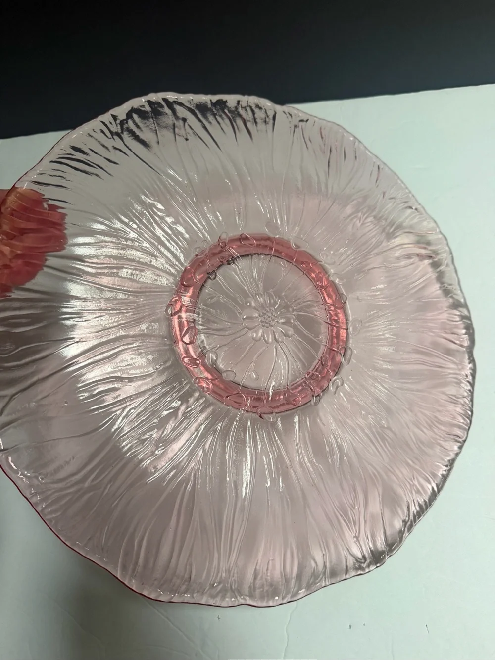 Vintage Pink Glass Serving Dish 14”